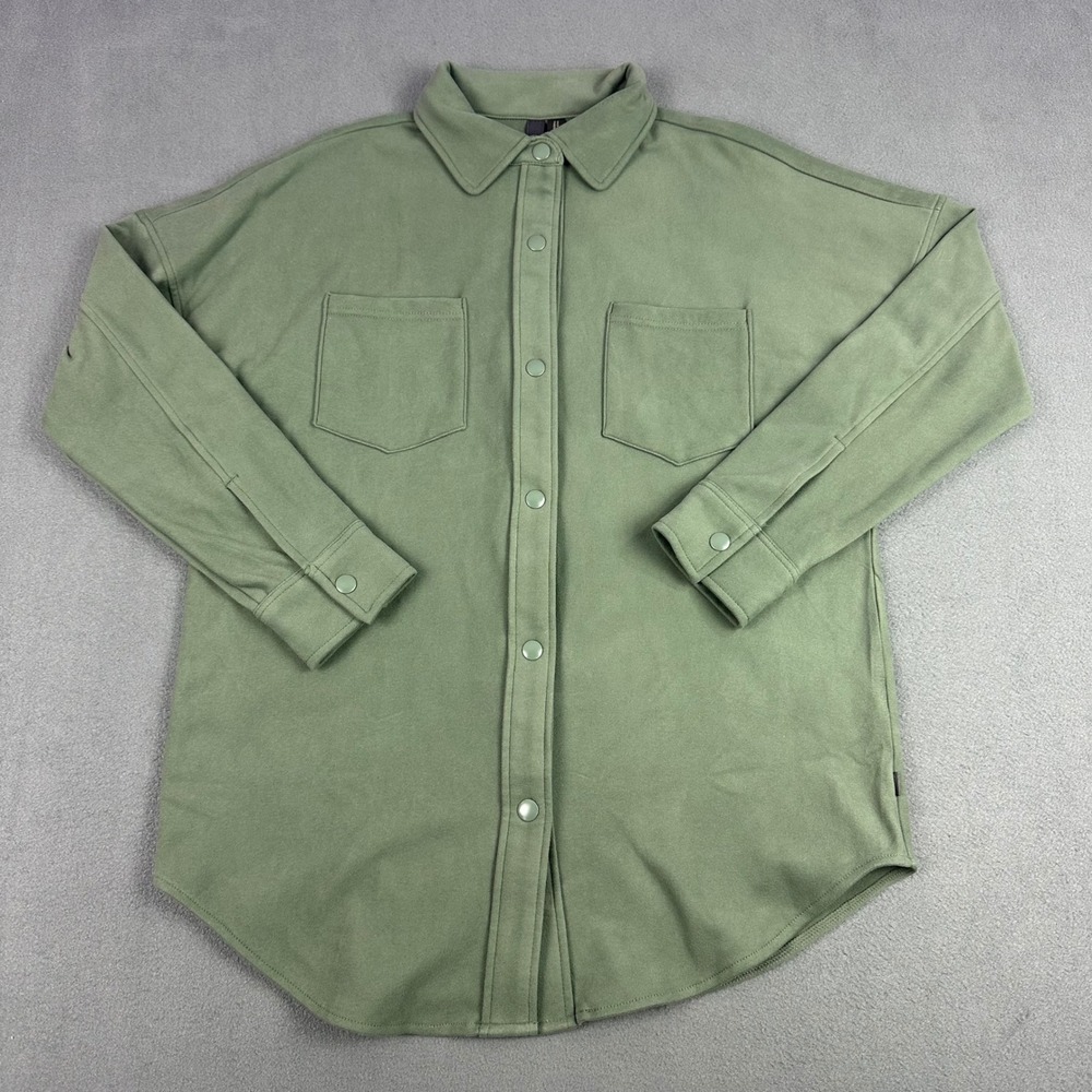 Mondetta Womens Sage Green Snap Front Shirt Jacket Shacket Size Small